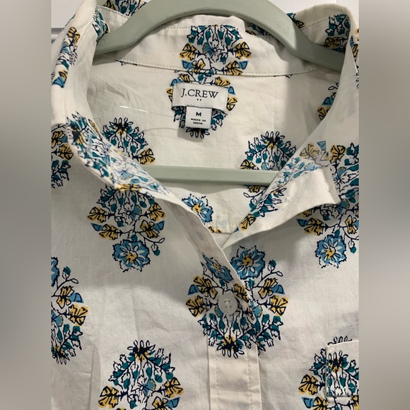 NWOT JCREW Floral print  yellow and blue flowers button down shirt size Medium - Picture 4 of 6